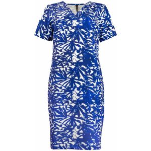 NED jurk met all over print blauw/wit