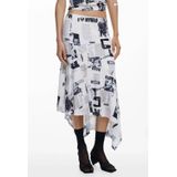 Desigual - A-lijn Rok - Ecru - Midi Lengte - Elastische Tailleband