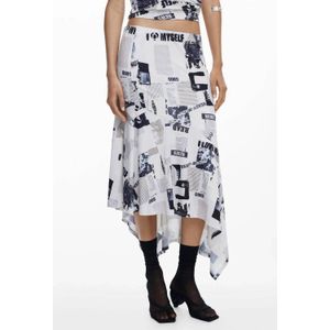 Desigual - A-lijn Rok - Ecru - Midi Lengte - Elastische Tailleband