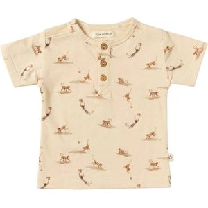 Your Wishes baby T-shirt Paco met dierenprint ecru/bruin
