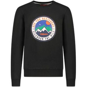 TYGO & vito sweater Safa met printopdruk zwart/wit/oranje