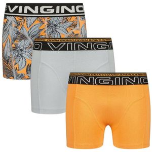 Vingino boxershort Leaf - set van 3 oranje/grijs