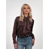 Fifth House Dames blouse bordeaux (Maat: 34) - Stip - Halslijn: Polokraag,