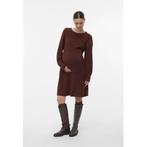 Mlhira - Zwangerschapsjurk - Gebreide Jurk - Kort - Rolkraag - Lange Ballonmouwen