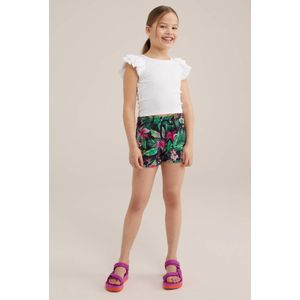 WE Fashion straight fit sweatshort met bladprint