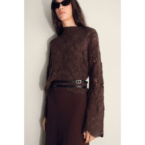 Mango - Top - Donkerbruin - Crochet