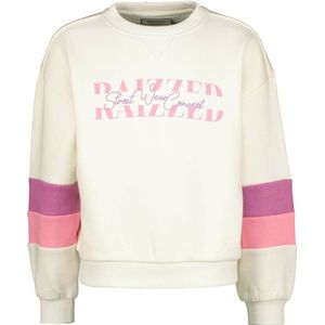 Raizzed sweater Fie met tekst wit/paars/roze