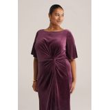 WE Fashion - Curve - Velvet Jurk - Aubergine - Met Glittergaren