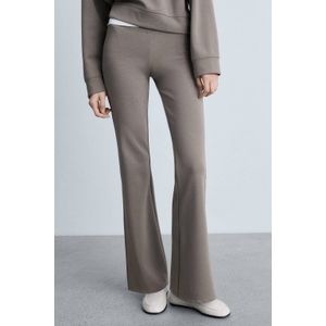 Mango flared regular waist broek taupe