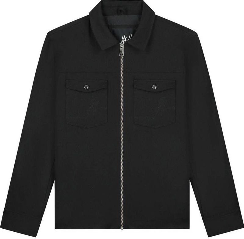 Malelions Textured Zip Overshirt - Black S