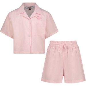 GOSO 2 Stuks Pyjama Set voor Meisjes 10-17 Jaar Print Korte Mouwen Broek Casual Nachtkleding Tops & Broek Gift voor Kinderen/Tiener Girsl, 17p1 Paars, 11 jaar