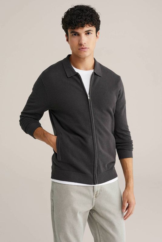 WE Fashion vest gebreid donkergroen