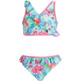 Me & My Monkey crop bikini met ruches lichtblauw/roze