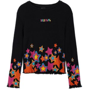 Desigual longsleeve met sterren zwart/multicolor