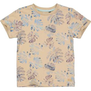 Quapi T-shirt BENICO met all over print zand/blauw