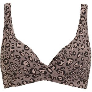 BEACHWAVE voorgevormde push-up bikinitop taupe/roze/zwart