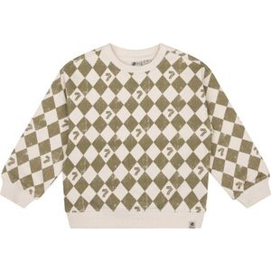 Daily7 sweater met all over print armygroen/beige