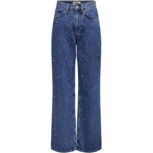 ONLY high waist wide leg jeans ONLHOPE medium blue denim