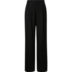 s.Oliver BLACK LABEL satijnen high waist wide leg pantalon zwart