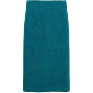 Mango midi rok gebreid petrol