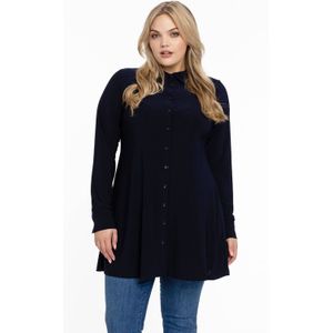 YOEK blouse DOLCE van travelstof donkerblauw