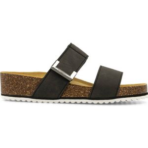 Esprit - Grijze Slipper - Dames - Grijs - Imitatieleer - Textiel - Rubber