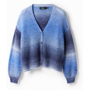 Desigual tie-dye vest met wol blauw