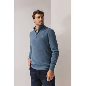 State of Art - Trui - Blauw - Regular Fit - Halve Rits - Structuurpatroon