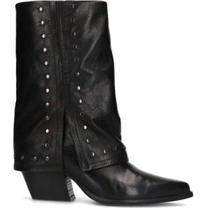 Sacha leren cowboylaarzen met flap en studs zwart