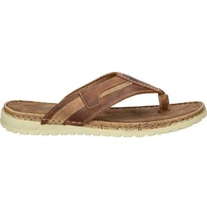 Nelson leren teenslippers cognac