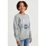 WE Fashion sweater Nasa met printopdruk grijs melange