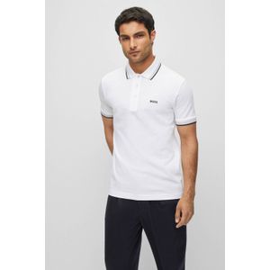 BOSS regular fit polo Paddy met contrastbies white