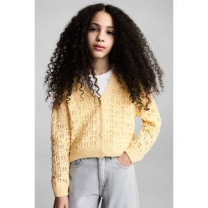 Mango Kids gebreid vest geel