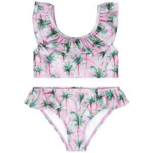 Tumble 'n Dry crop bikini Sunkissed met ruches roze/groen