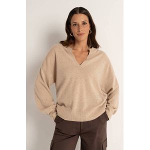Claudia Sträter gebreide trui met wol beige