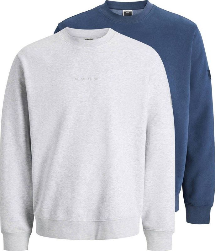 JACK & JONES Sweatshirt 'JCOPOINT'  blauw / wit gemêleerd
