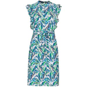 G-maxx jurk van travelstof met all over print groen/blauw/ecru