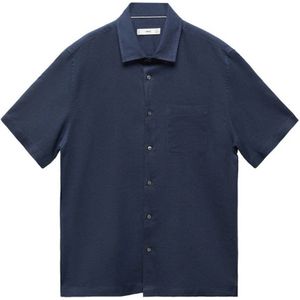 Mango Man regular fit overhemd donkerblauw