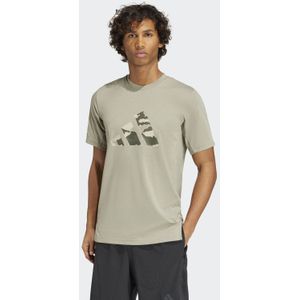 adidas Performance sport T-shirt met logo beige