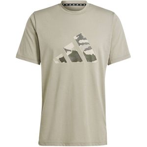 adidas Performance sport T-shirt met logo beige