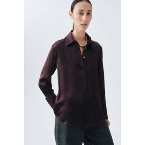 Mango zijden blouse bruin