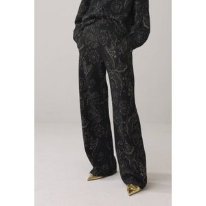 Summum - 4s2904-30735 - Broek - Glinsterend Foam Jacquard - Rechte Wijde Pijpen