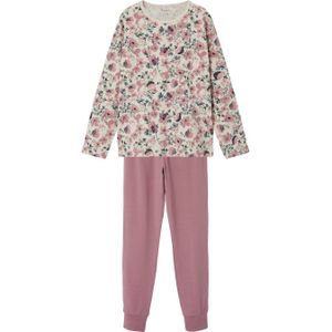 NAME IT KIDS gebloemde pyjama roze/ecru/multi