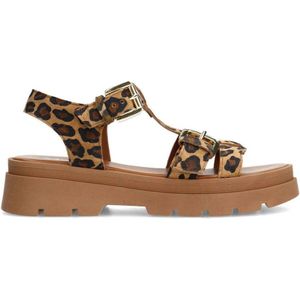 Sacha suède sandalen met panterprint beige/bruin
