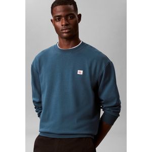 Calvin Klein Heren LS 350TERRY EU WHSL BADGE CREWNE LV04RC273G Sweatshirts, BLAUW (Navy Teal), XS, Blauw (Navy Teal), XS