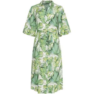 Smashed Lemon blousejurk met all over print groen/wit