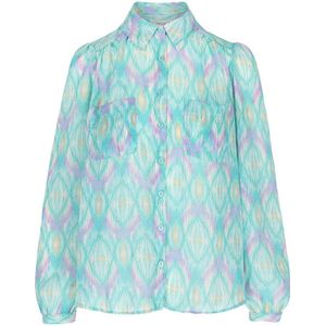 LOLALIZA blouse met all over print lichtblauw/roze/oranje