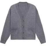 Mango gebreid vest met wol grijs melange