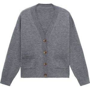 Mango gebreid vest met wol grijs melange
