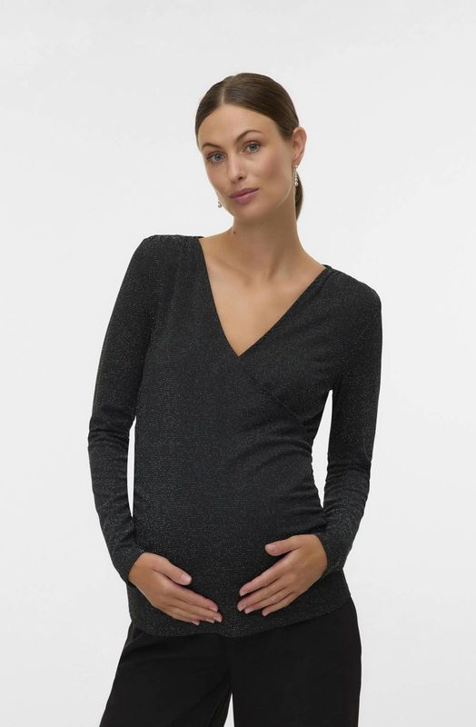 MAMALICIOUS - MINDY - Shirt - Zwart - Lange Mouwen